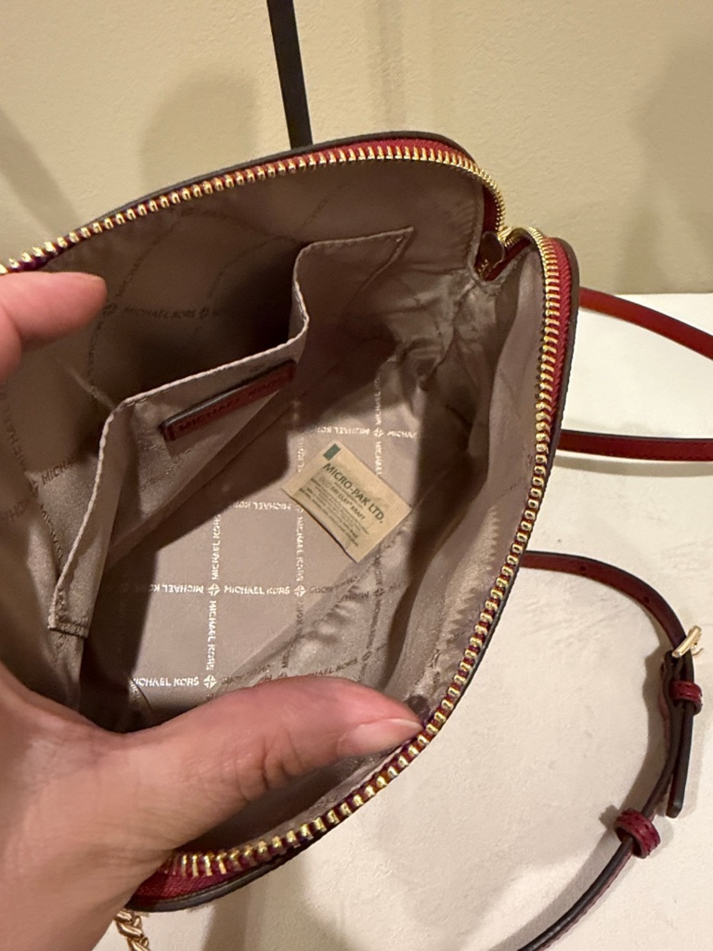 Michael Kors Pink MK Logo Crossbody with Red Strap and Gold Hardware - Picture 6 of 6